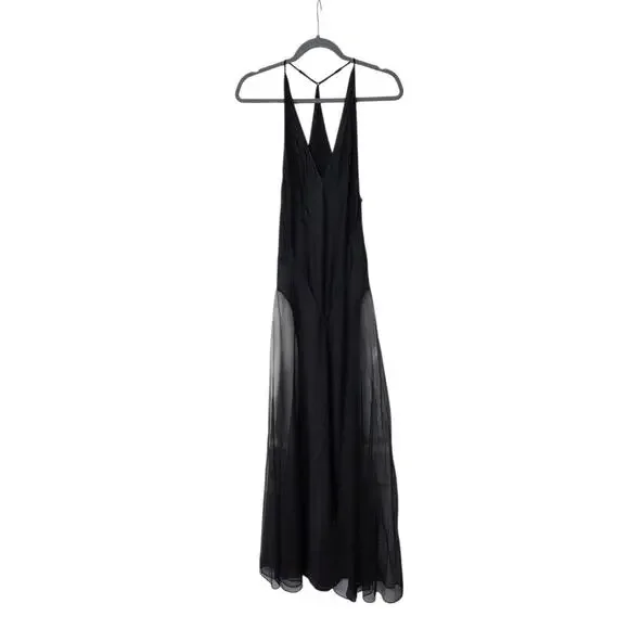 Victoria's Secret 100% Silk Black Sheer Sexy Lingerie Maxi Slip, Women's Small - Picture 1 of 12